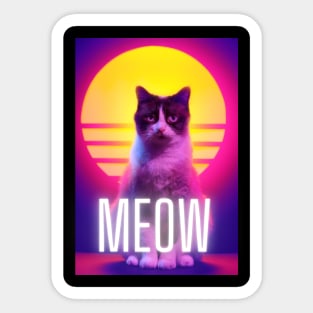 Meow Synthwave Cat Sticker